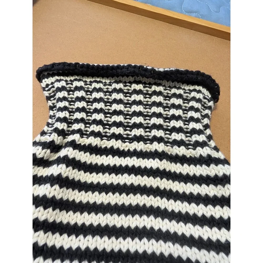 J.Crew Rollneck Stripe Cotton Sweater Oversized Fit Black Ivory Medium Preppy - Picture 11 of 11